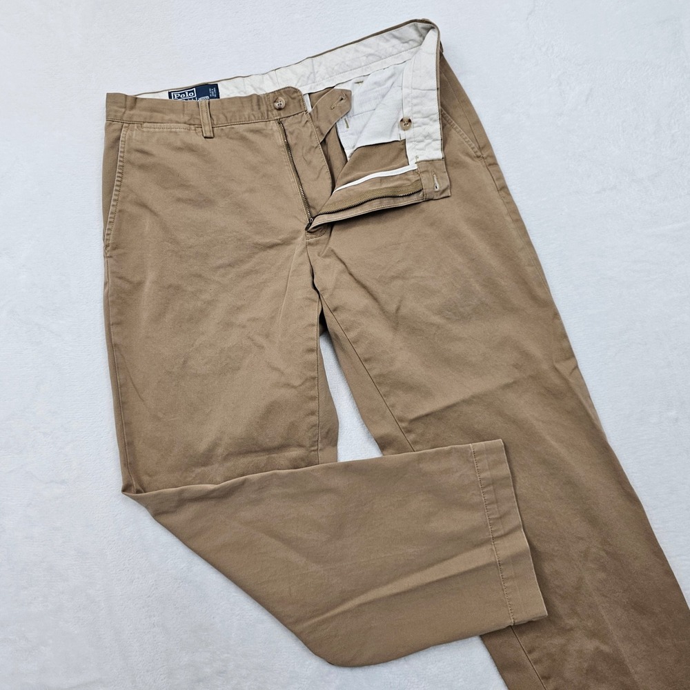 Polo Ralph Lauren Preston Pant Mens 35x28 (30) Short Khaki Chino Straight Preppy